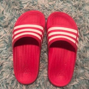 Girls Pink Adidas Slides size 12